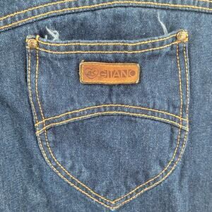 Gitano 80s Baggy‎ Denim Jeans Dark Blue Yellow Stitch Retro